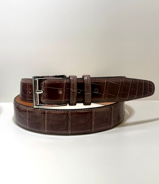 Cintura Grand Alligator Marrone in pelle di alligatore – eleganza e artigianalità italiana