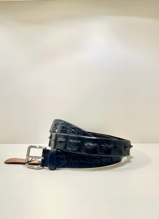 Cintura Grand Alligator Nera Corazza in pelle di alligatore – eleganza esclusiva e artigianalità italiana