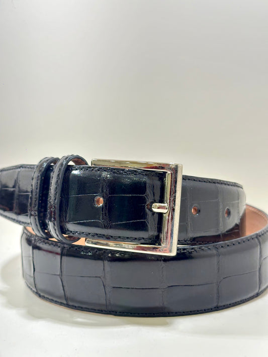 Cintura Grand Alligator Nera in pelle di alligatore – lusso artigianale Made in Italy