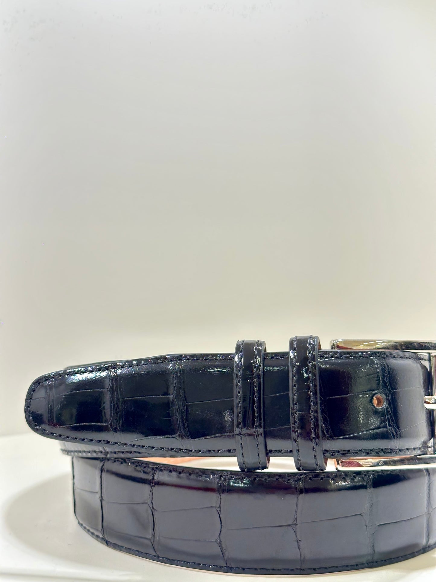 Cintura Grand Alligator Nera in pelle di alligatore – lusso artigianale Made in Italy