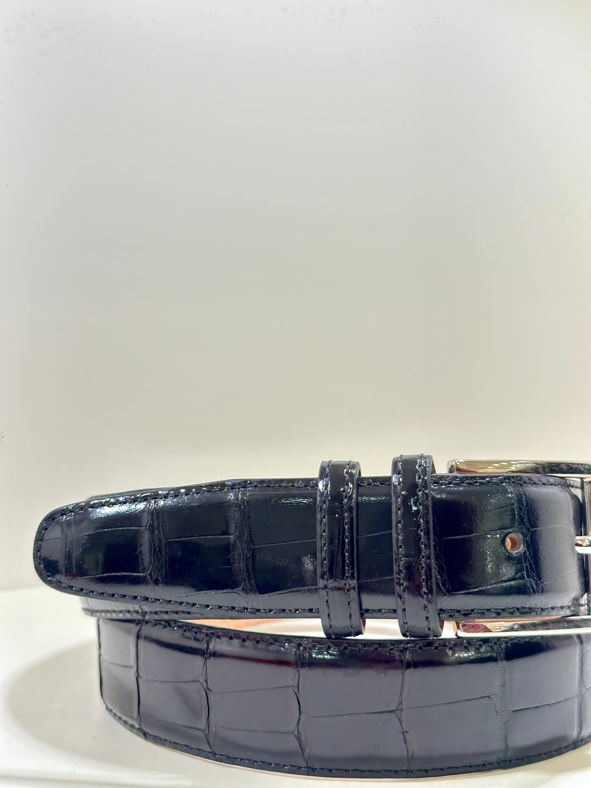 Cintura Grand Alligator Nera in pelle di alligatore – lusso artigianale Made in Italy