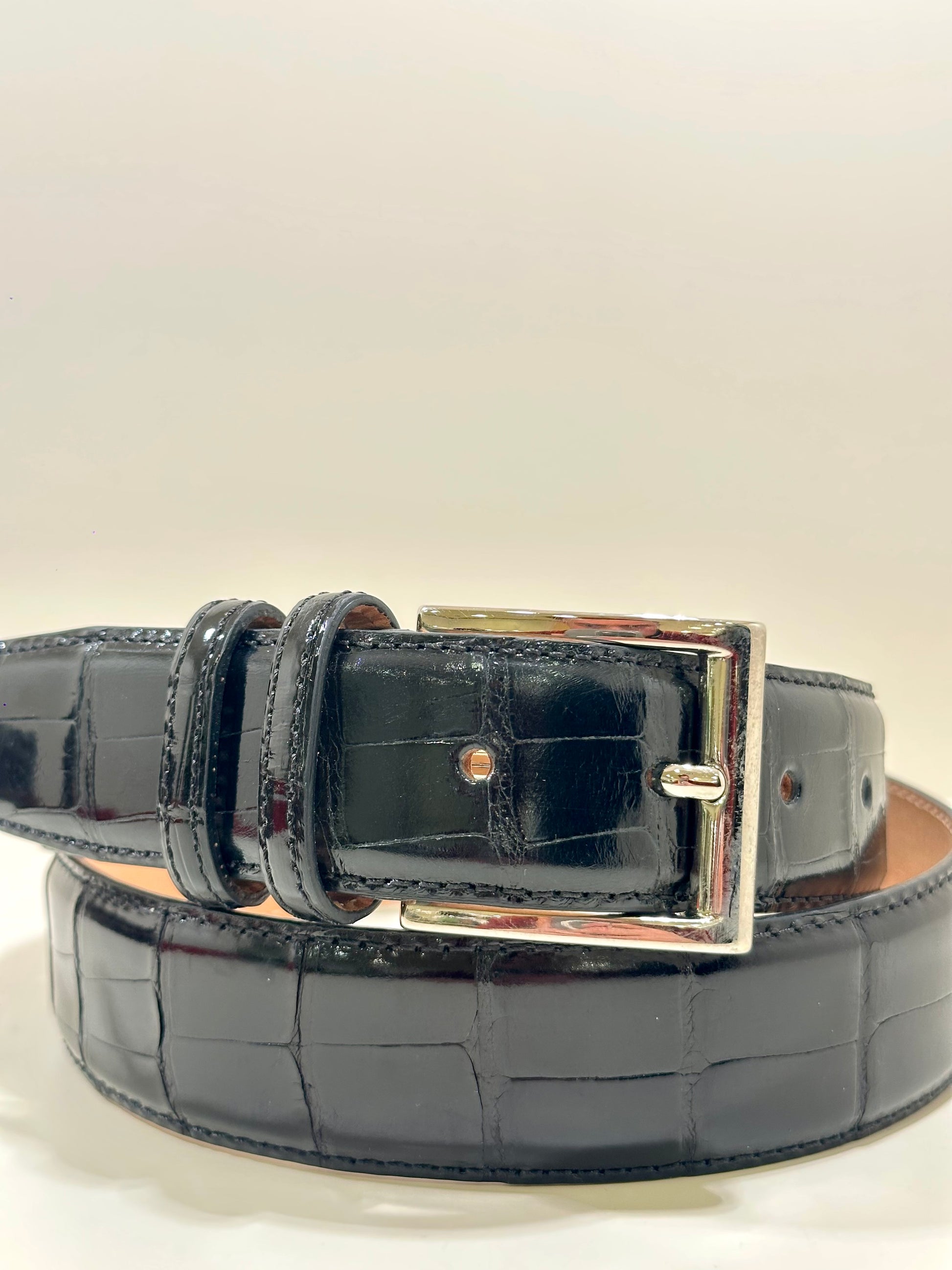Cintura Grand Alligator Nera in pelle di alligatore – lusso artigianale Made in Italy