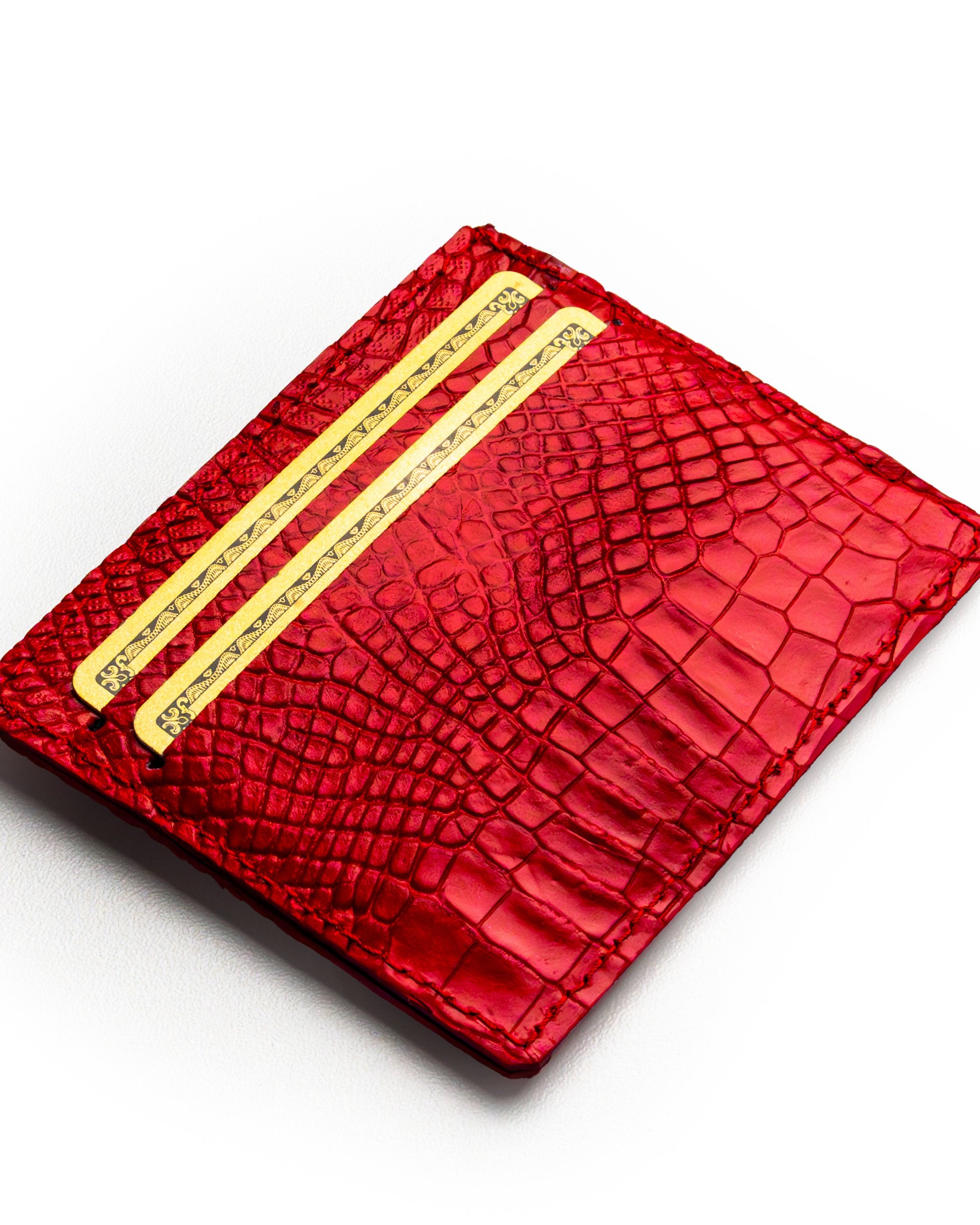 Porta tessere in pelle di alligatore Rosso – elegante e pratico, organizza tessere e banconote con stile