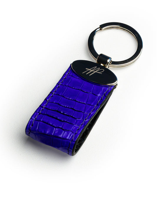 Portachiavi in pelle di alligatore viola, stile classico