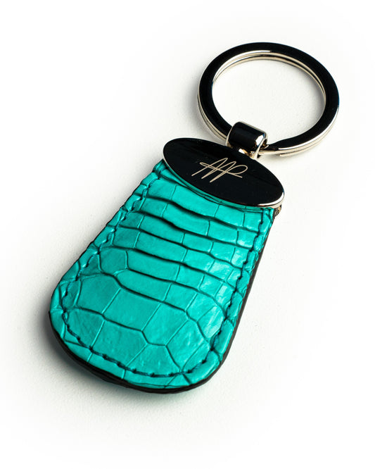 Portachiavi in pelle di alligatore Tiffany, stile Forma a Goccia