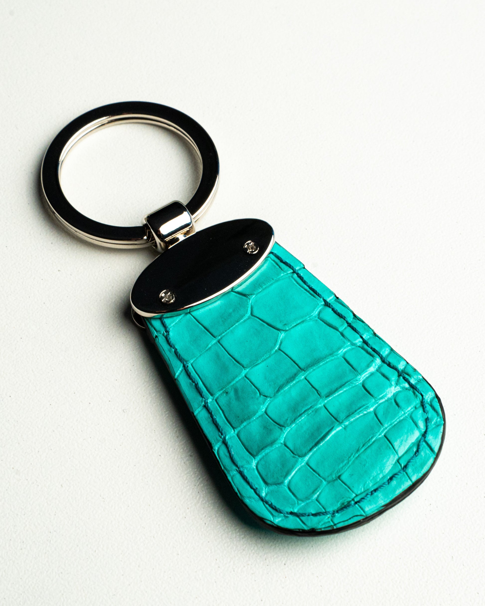Portachiavi in pelle di alligatore Tiffany, stile Forma a Goccia