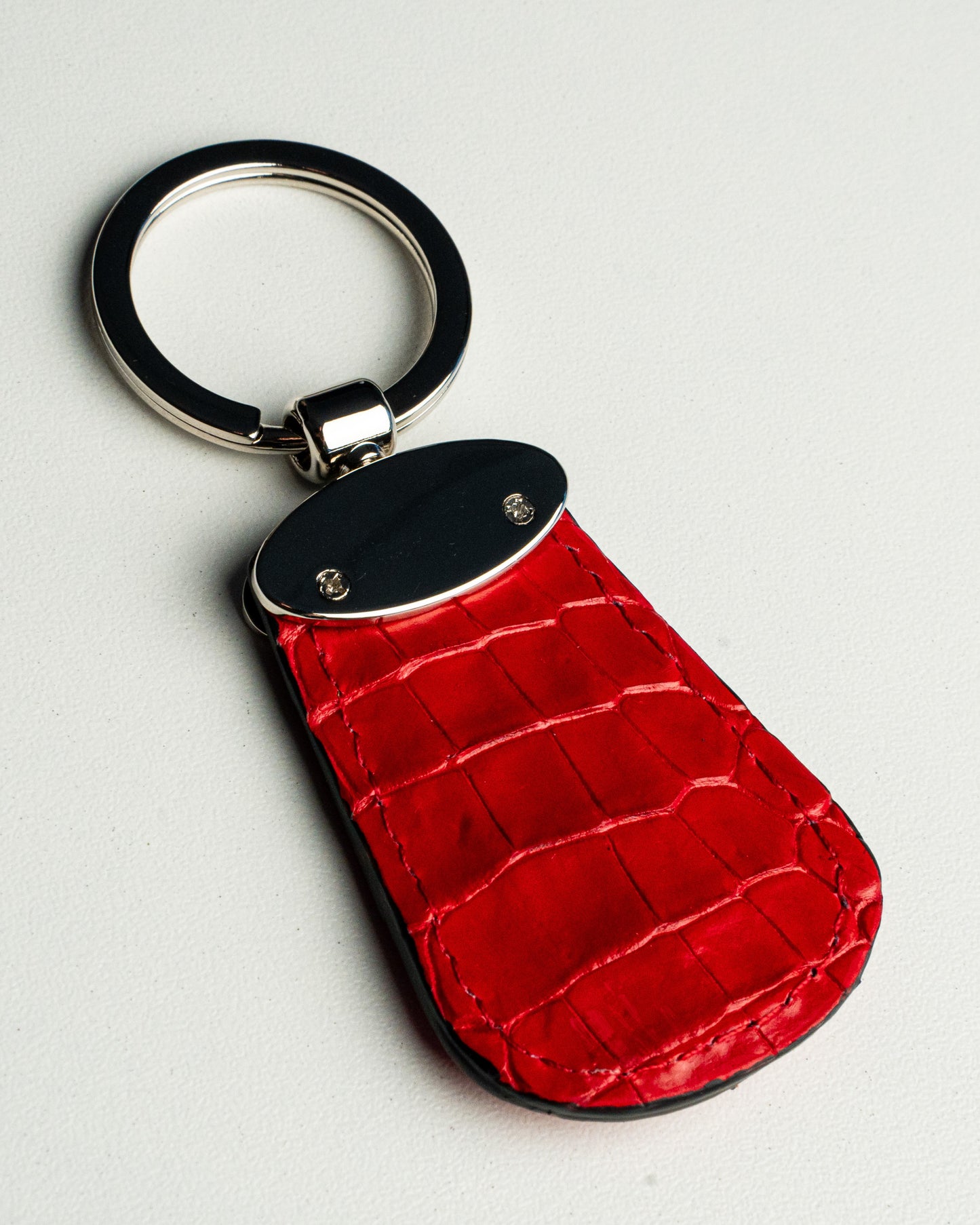 Portachiavi in pelle di alligatore rosso, stile Forma a Goccia