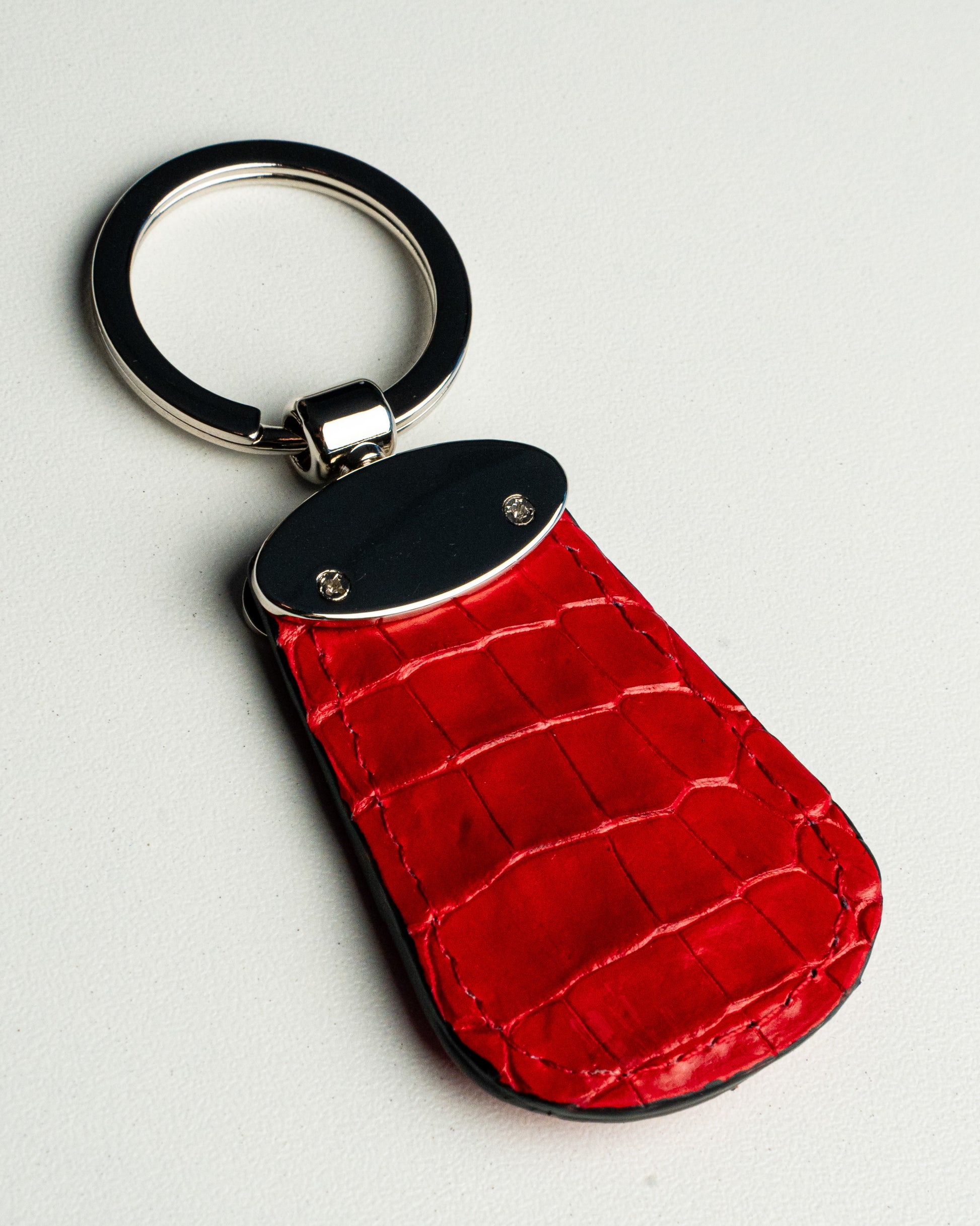 Portachiavi in pelle di alligatore rosso, stile Forma a Goccia