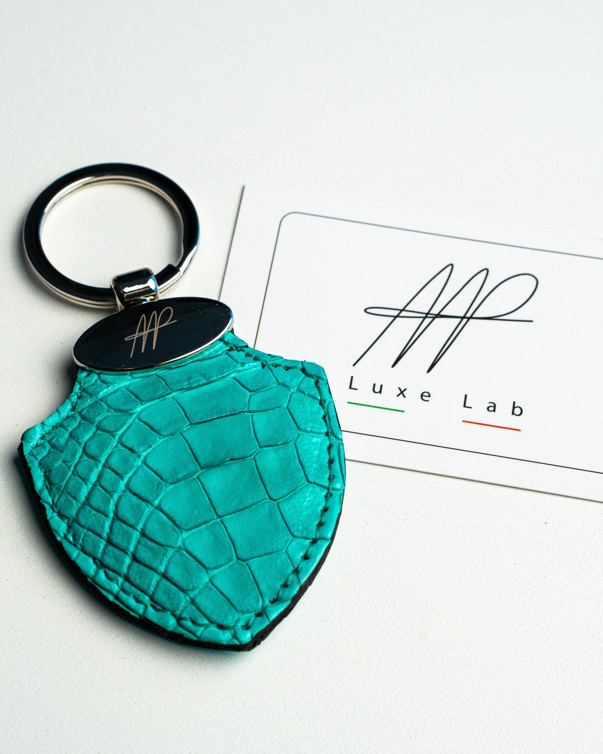 Portachiavi in pelle di alligatore Tiffany, stile Scudetto