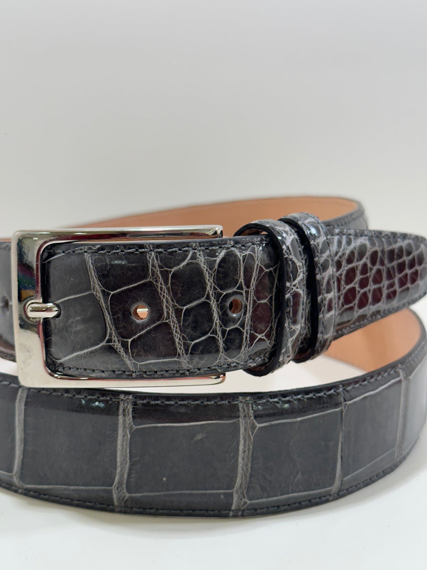 Cintura Grand Alligator Grigia in pelle di alligatore – lusso e maestria artigianale italiana